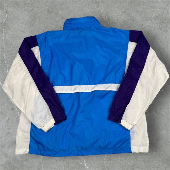 Vintage 80's Reebok Sport Blue, Purple and White Color Block Windbreaker - Large - Picture 2 of 10